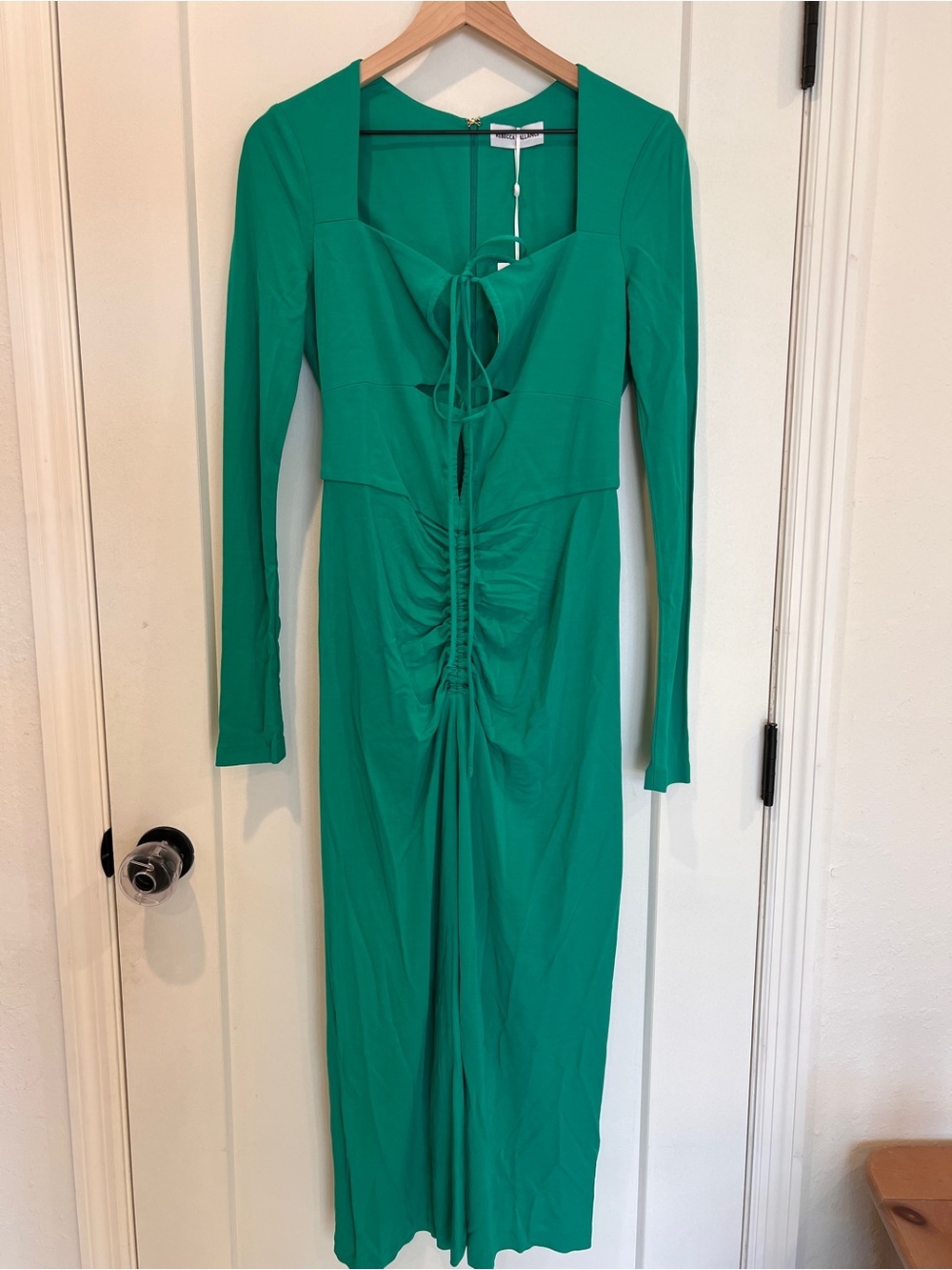 NEW NWT Rebecca Vallance Edie Cut-Out Ruched Jersey Midi Dress - Picture 3 of 12